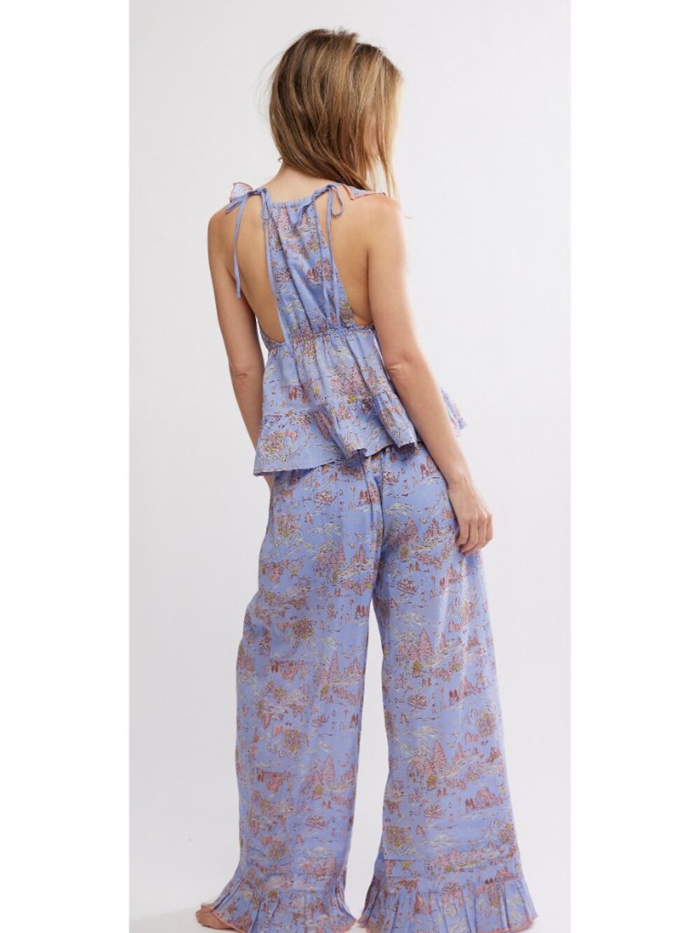 FREE PEOPLE Tangled Lights Printed Pajama Set / Cornflower Combo - Picture 2 of 6
